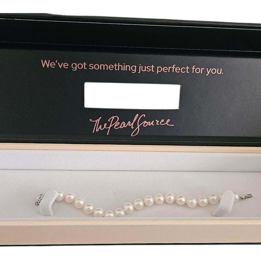 The Pearl Source Cultured Freshwater Pearl Strand Bracelet 7 Inch Box & COA